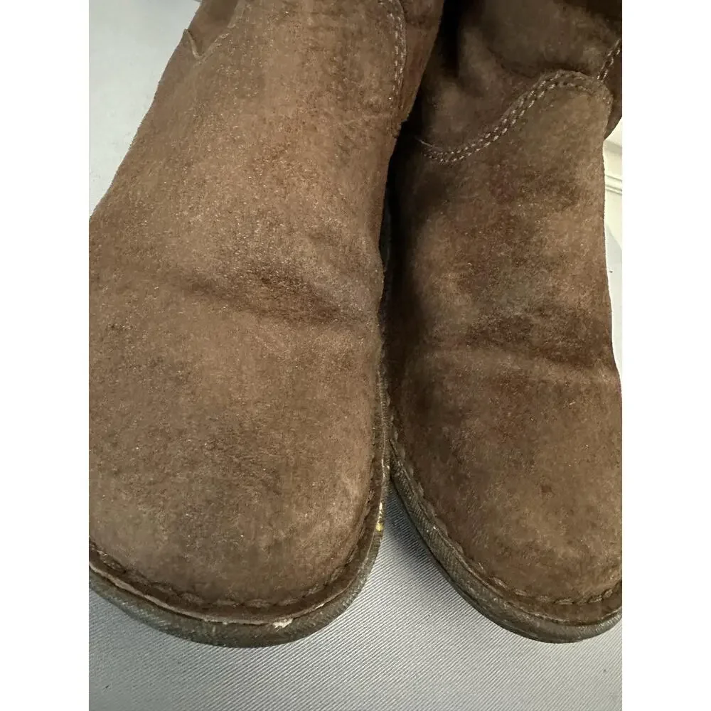 UGG Shearling Boots Kona Womens Size 9 Brown Suede Mid Calf Toggle Sheepskin